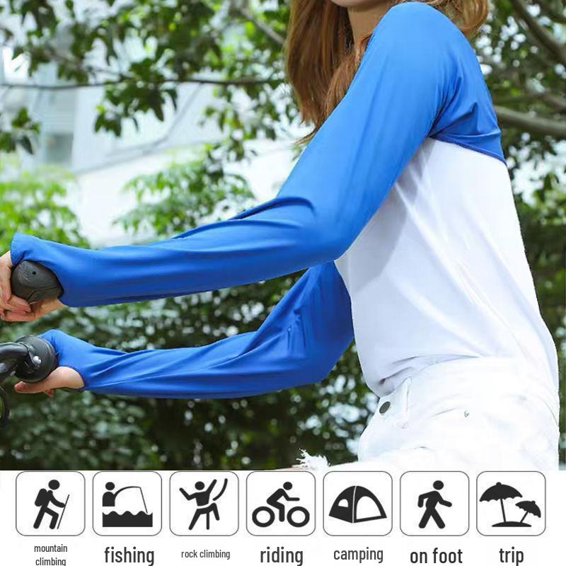 Солнцезащитная шаль из ледяного шелка большого размера с рукавами для рыбалки на открытом воздухе