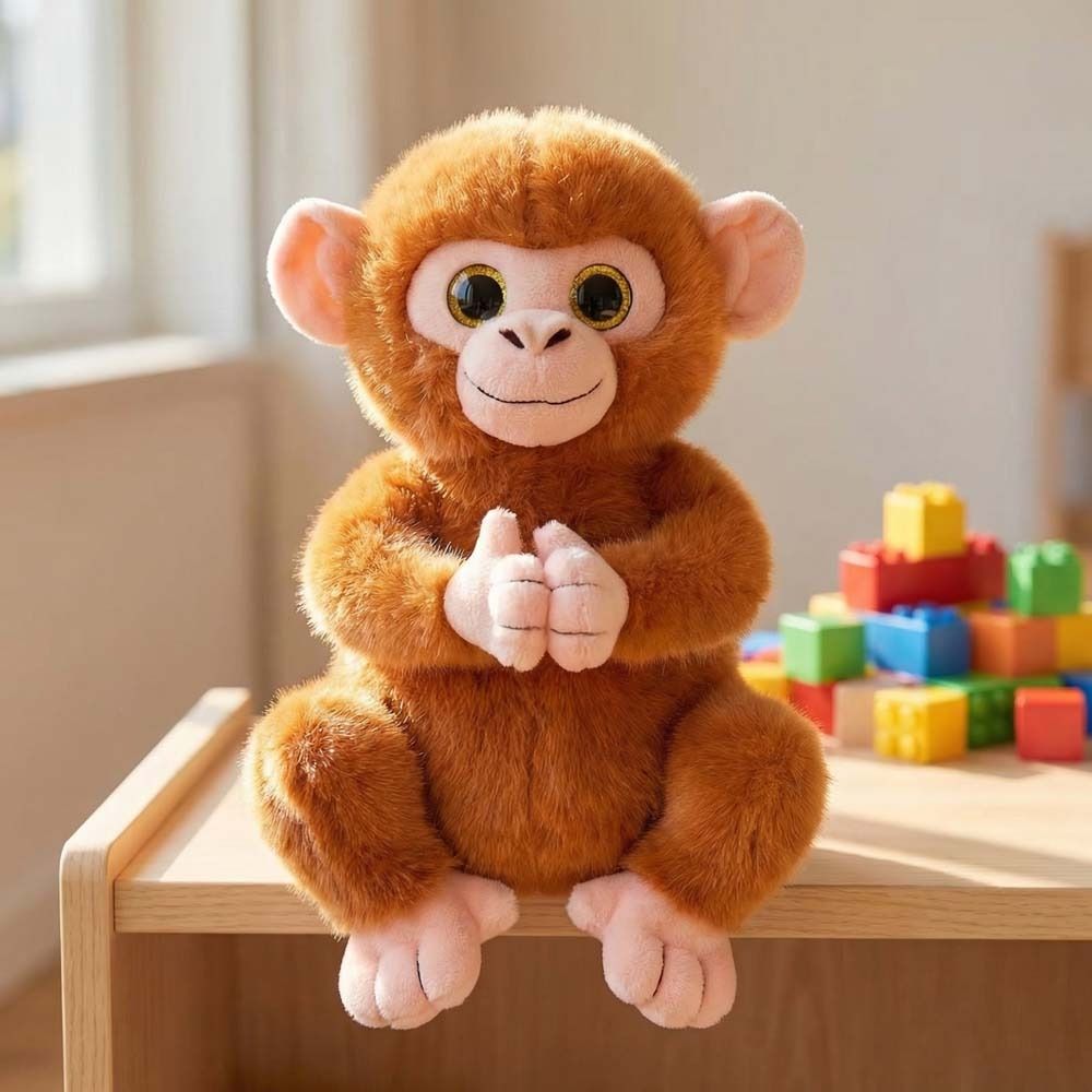 Плюшевая игрушка обезьяна с большими глазами Набитая кукла Реалистичные блестящие глаза Кукла-обезьяна Симуляция Мультяшный орангутан Плюшевая кукла Подарок ребенку
