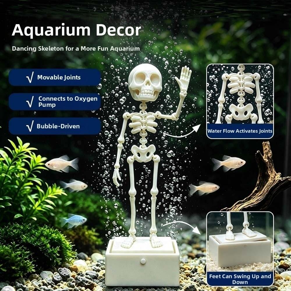 Glow Dark Aquarium Ornament Movable Joints Dancing Bone Luminous Skeleton Home Decor