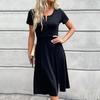 New Fashionable Short-sleeved Slit Women's Dress