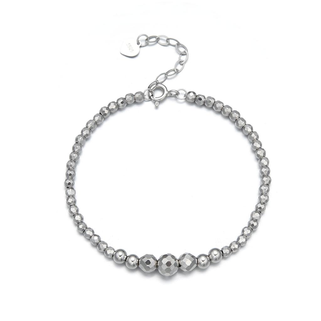 Italian Handcrafted 925 Sterling Silver Bead Ball Chain Bracelet Exquisite 3/4/5/6mm Diamonds Gold Plated Bangles for Women Men