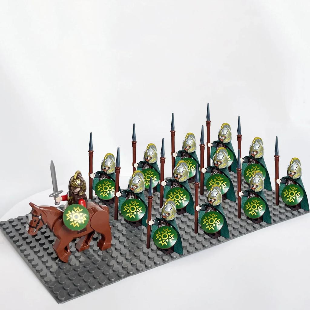 13pcs Castle Knight Rohan Azog Orcs Half-Beast Human Army Elf Guards Roman Solider Minifig Building Block Toys for Kids