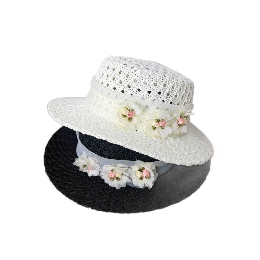 Temperament three-dimensional flower hat women's new summer straw woven hollow breathable big eaves sun protection versatile sun hat