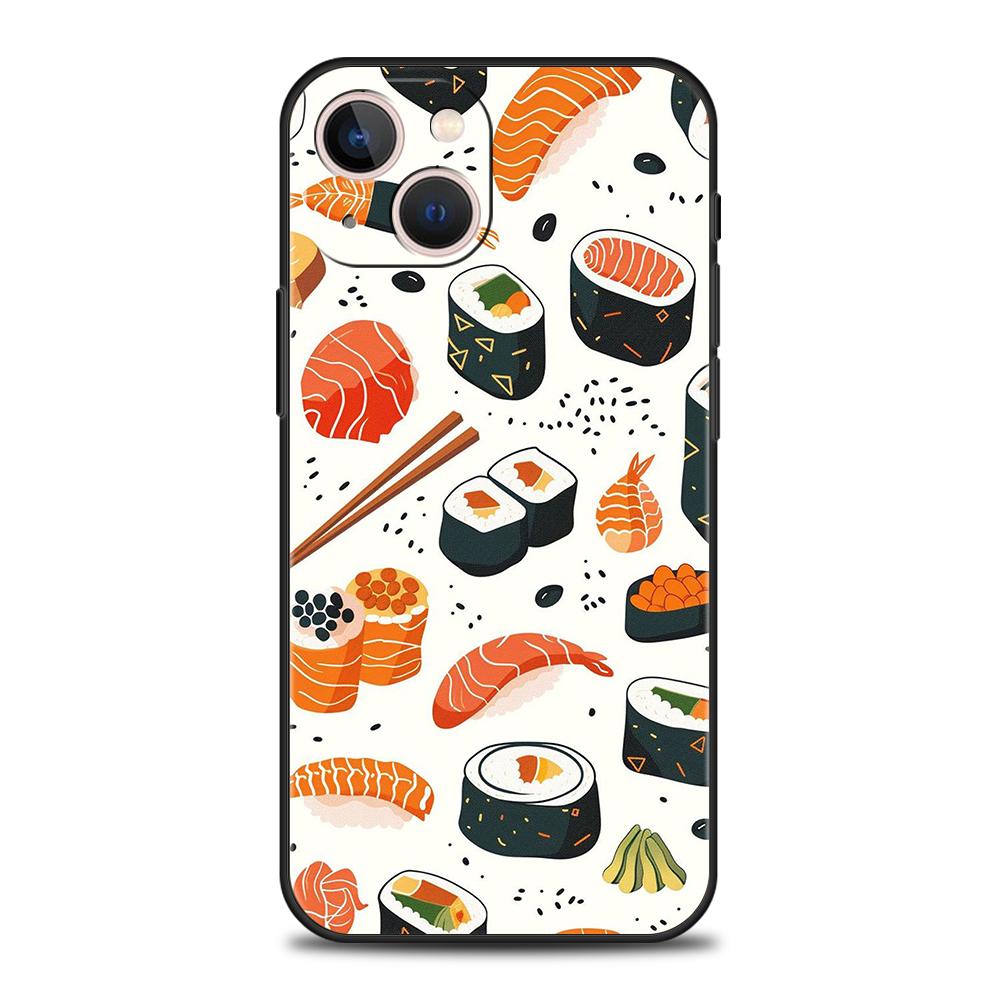 Роскошный мягкий чехол из ТПУ для iPhone 17 Air 16E 16 11 15 14 Pro MAX 12 13 7 8 Plus X XR XS SE 2022 Чехол Милый Мультяшный Суши