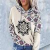 Women's Aztec Hoodie Geometric Pattern Long Sleeve Colour Block Pullover Drawstring Sweatshirt