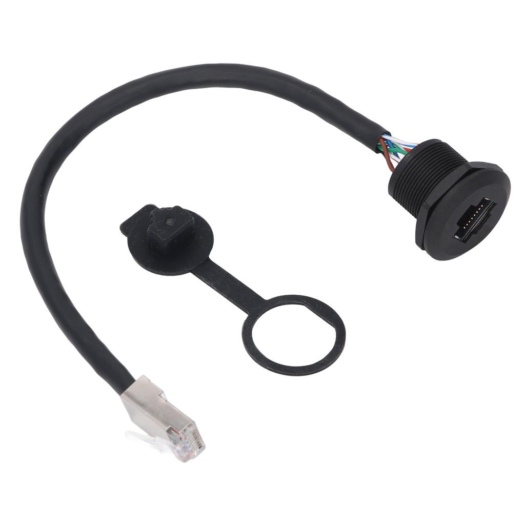 RJ45 Panel Mount Coupler Water Proof 8 Pin Female To Male Industrial Extension Cable with Dustcap 0.