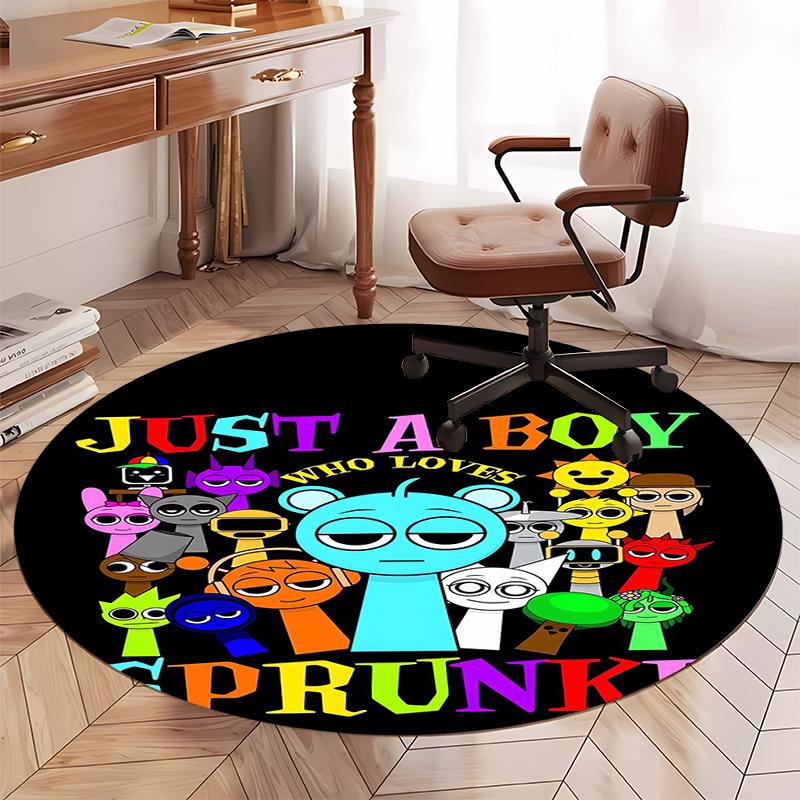Sprunki Printed Round Rug Carpet Chair Rug Area Rug Entryway Doormats,for Office Chair Living Room Bedroom Kitchen Room.