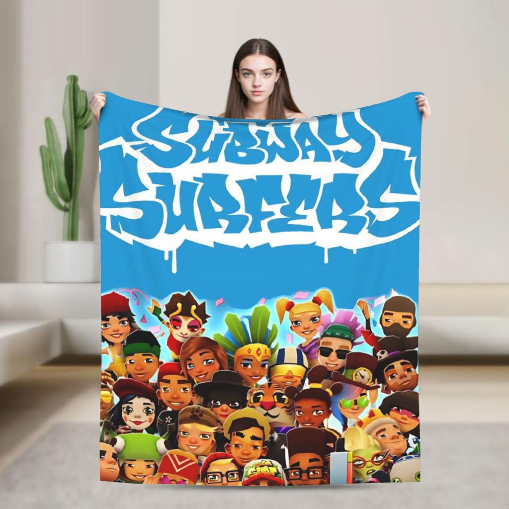 Мягкие пледы Декоративный Пледы Subway-Surfers Jake Tricky Фланелевое покрывало для гостиной Забавная накидка на диван-кровать