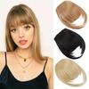 Синтетическая короткая передняя аккуратная челка, тупая челка с заколкой для наращивания челки, черные волосы Blodne, искусственная накладная шиньон для женщин, термостойкая