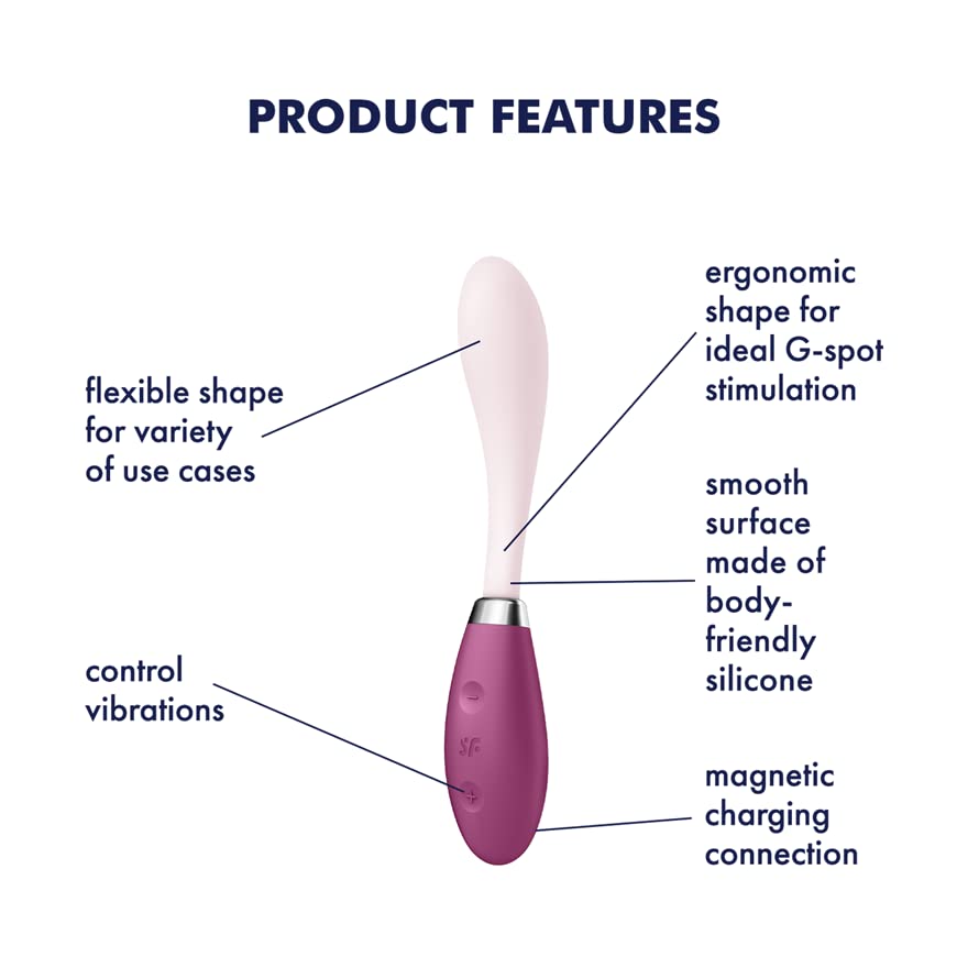 Satisfyer Flex 3 Berry Flexible Vibrator Bendable Slim G Spot Clitoris Simultaneous Stimulation Flexible Flexible Clitoral Orgasm Medium Orgasm Two