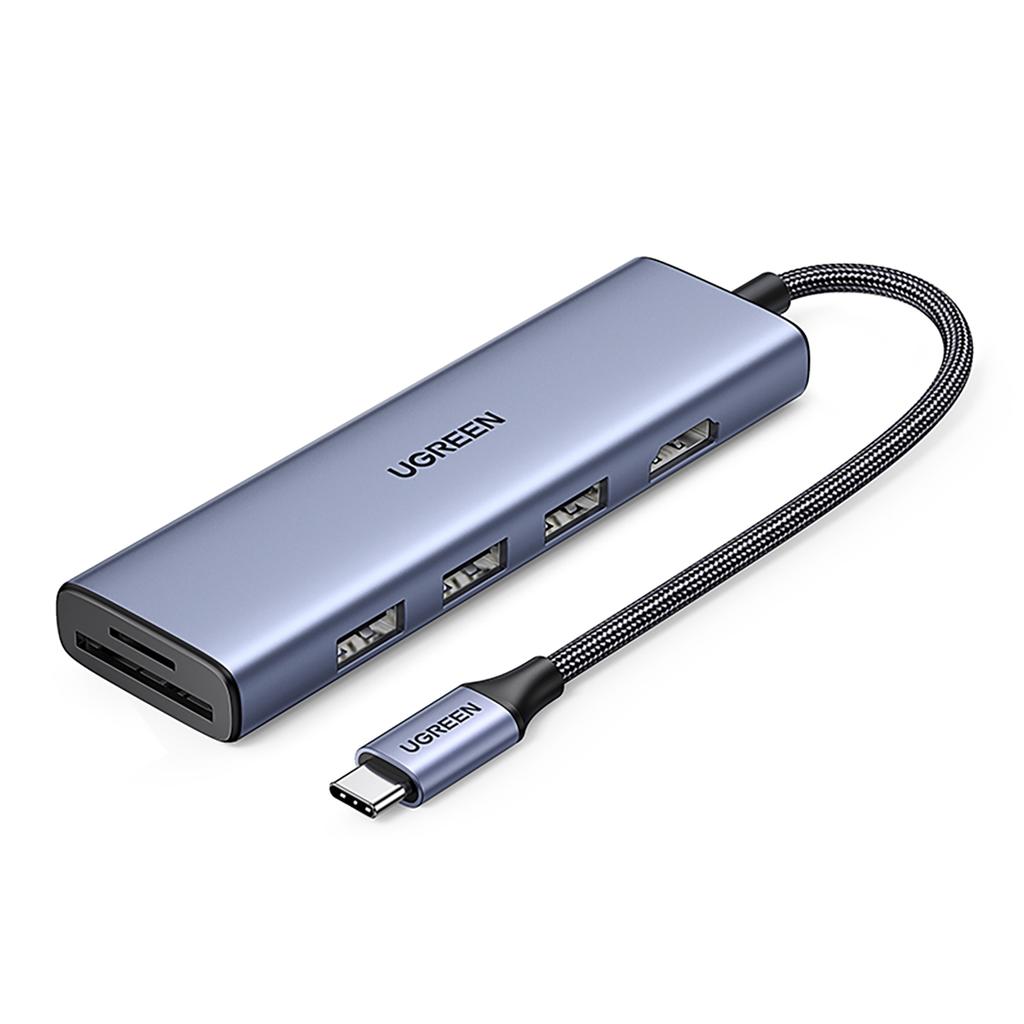 6in1 HUB Adapter USB-C - HDMI / USB-A / SD TF Card Reader - Gray