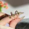 Mori olive green diamond stacked ring women's retro champagne gold small broken diamond personality temperament advanced ring tide