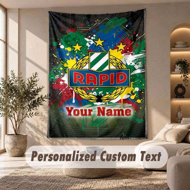 Tapestry Custom Name Text, Wall Hanging Tapestry Home Room DecorRapid Wien FC