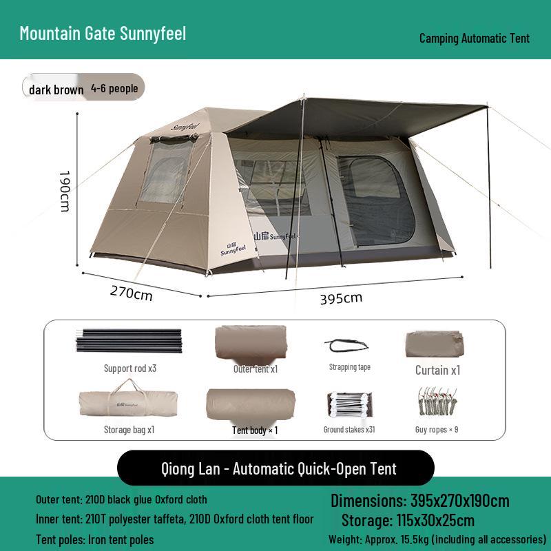 Палатка Mountain Door Ridge 13 с быстрым открытием: Навес-тент 2-в-1 с черной солнцезащитой для кемпинга