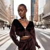 Womens Stylish Hooded Long Sleeve Crop Top Wide Leg Pants Set Casual Streetwear Outfit 2025
