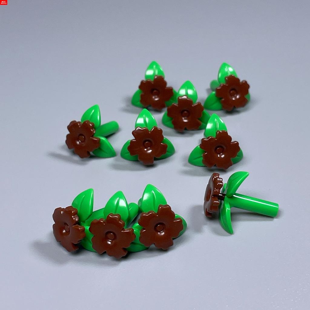 Нетоксичные кубики Moc Лист Красный Зеленый Белый Розовый Цветок Стебель Растение Джунглей 37695 Городской Дом Садовые Строительные Блоки Аксессуары Детские Игрушки