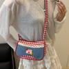 Leisure Lattice Shoulder Bag Rural Style Crossbody Bag Vintage Denim Underarm Bag  Students