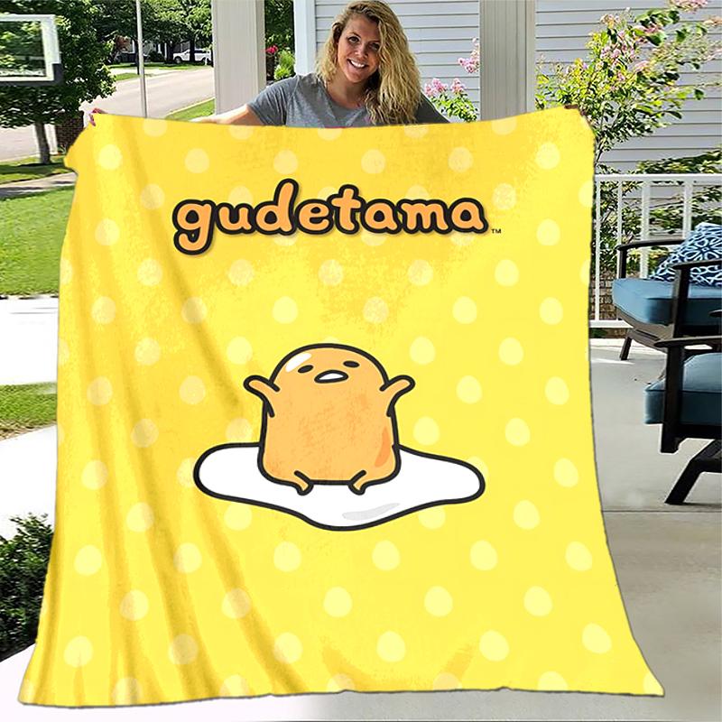 1pc Blanket Sanrio Gudetama1 Print Design, Lightweight Blanket for Sofa, Bed- Soft &Warm, Gift for All Seasons like Christmas, Halloween