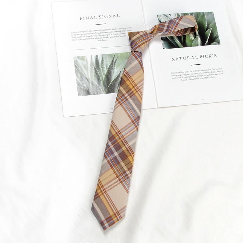 Лимонный Плед Галстук для Школьной Формы с Морской Солью - Ручная Работа в Японском Академическом Стиле для Мужчин и Женщин