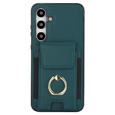 Чехол для Samsung Galaxy S24 с кожаным покрытием из ТПУ, подставка-kickstand, держатель для карт, чехол для телефона