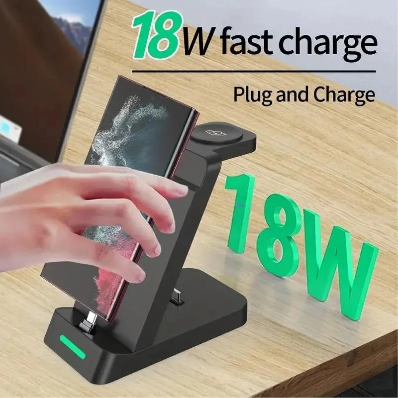 3 In 1 Charging Station for Samsung S24 S23 S22 Note Z Fold Fast Wireless Charger Stand for Galaxy Watch 5 4 3 Activer 2/1 Buds