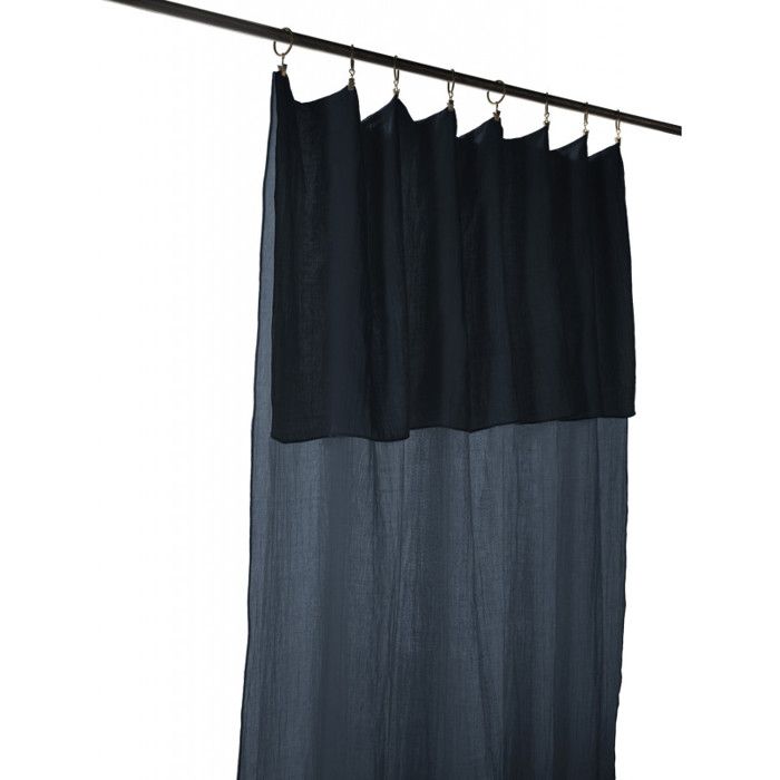 Adjustable Curtain + 8 Clip Rings "Gaîa" 140 X 300 Cm "Cotton Gauze" - Gaïa Minuit