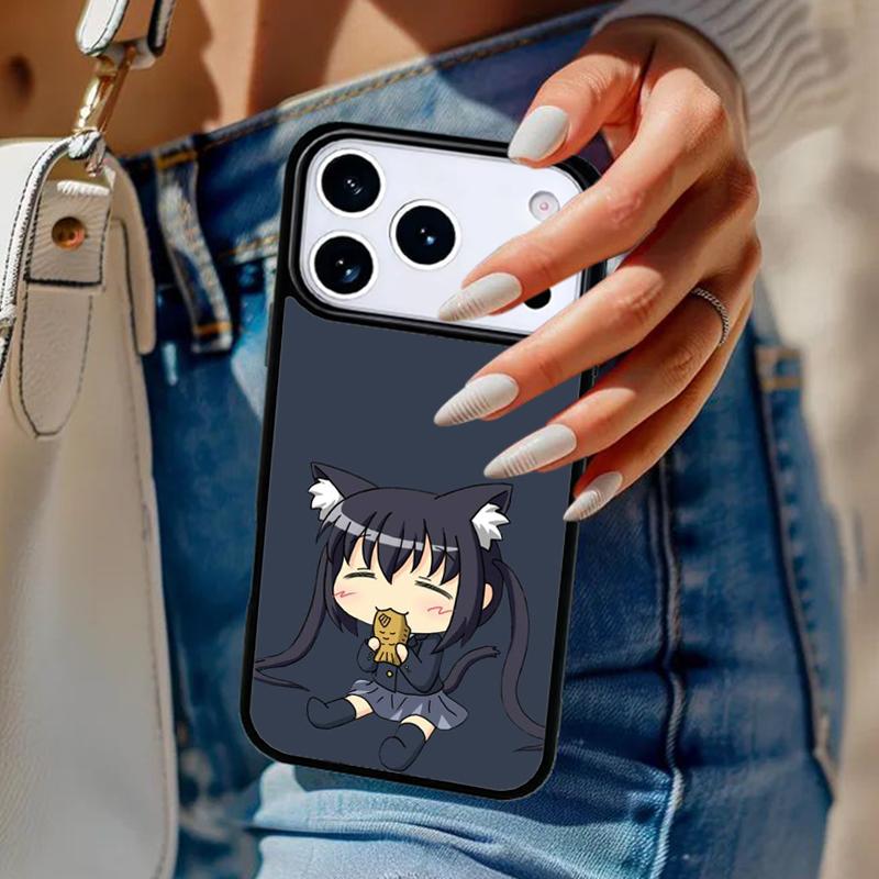 Мягкий чехол для телефона с аниме-девушкой-кошкой Для iPhone 17 Air 14 15 13 12 Max Чехол Для Apple 14 15 16 16e 11 Pro Max Plus Coque