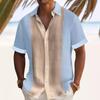 Men's Shirts Short Sleeve Patchwork Shirt Summer Casual Turn-down Collar Shirts Beach Vacation Style Shirts