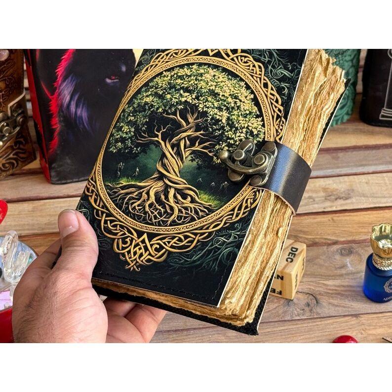Журнал из кожи Древо жизни - Блокноты из натуральной кожи для женщин - Красивый журнал Для зарисовок Книга для путешествий Пустая книга для заклинаний