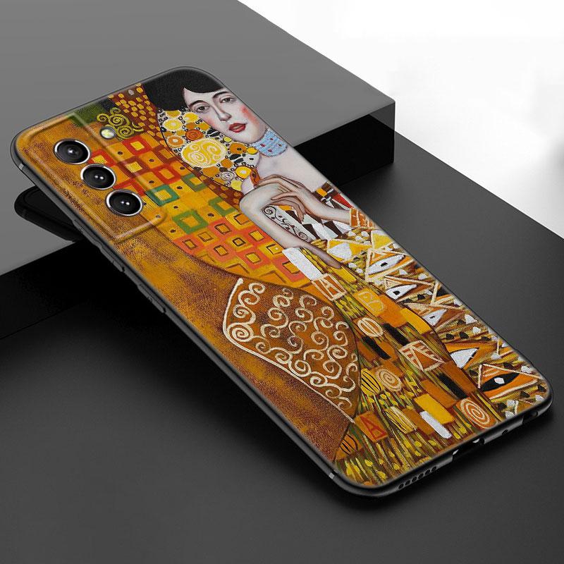 Арт Густав Климт Черный Силиконовый Чехол для Телефона для Samsung Galaxy S23 S21 S20 FE S24 S22 Ultra S10E S10 S9 S8 Plus