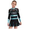 Girls Sparkly Rhinestones Letter Pattern Metallic Contrast Patchwork Long Sleeve Pleated Cheerleading Dress