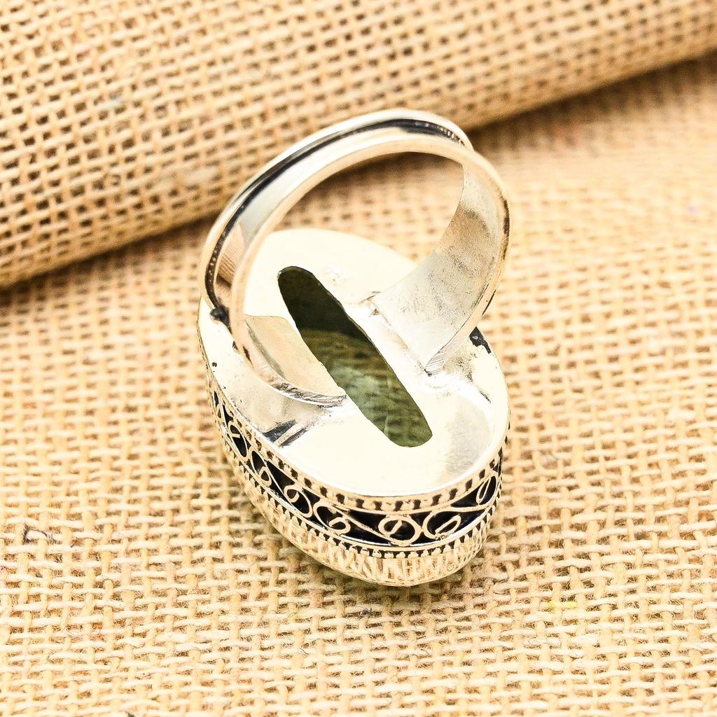 Кольцо из стерлингового серебра 925 пробы с драгоценным камнем Аква Апатит, винтажные ювелирные изделия ручной работы для подарка