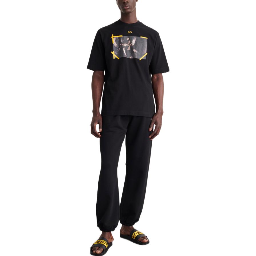 Off-White Футболка Diag Arrow Caravaggio Mercy Skate Tee, черные/белые мужские топы OMAA119C99JER0061001