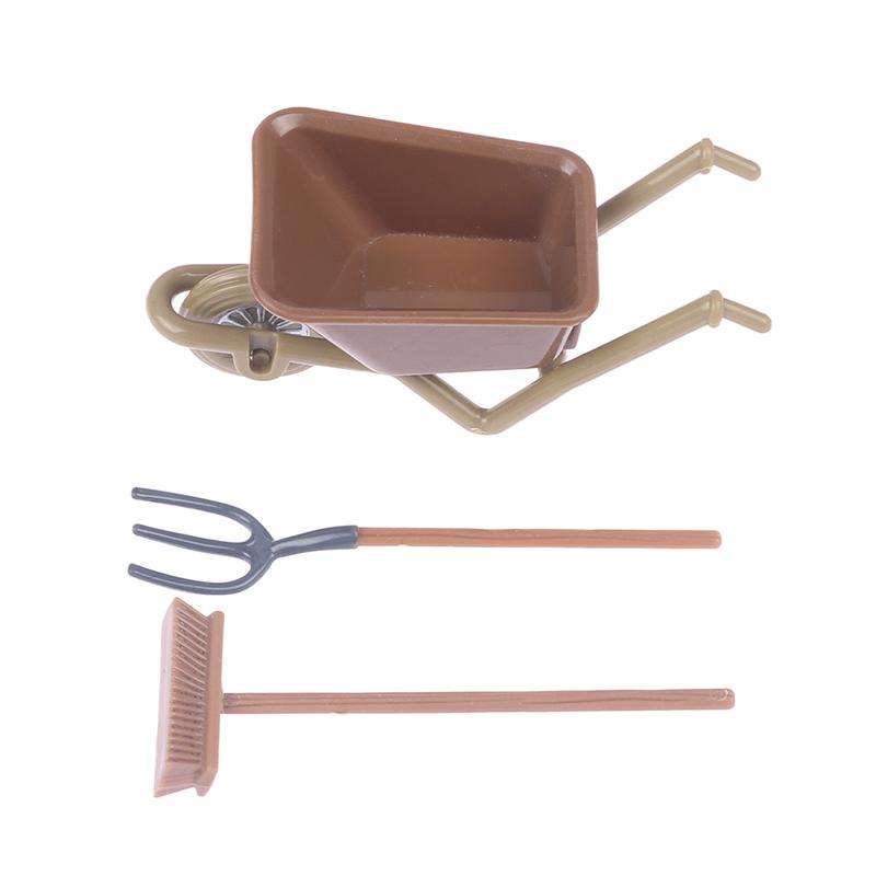 1:12 Miniature Brick Field Garden Farm Scene Tool Set DIY Handmade Doll House Construction Cart Tool Ornament Children's Toys