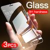 3Pcs Tempered Glass iPhone 14 Plus 13 Pro Max 12 15 16 17 Air 16e Pro Mini 11 Pro Max X XR XS 6 6s 7 8 Plus SE Screen Protector Film Curved
