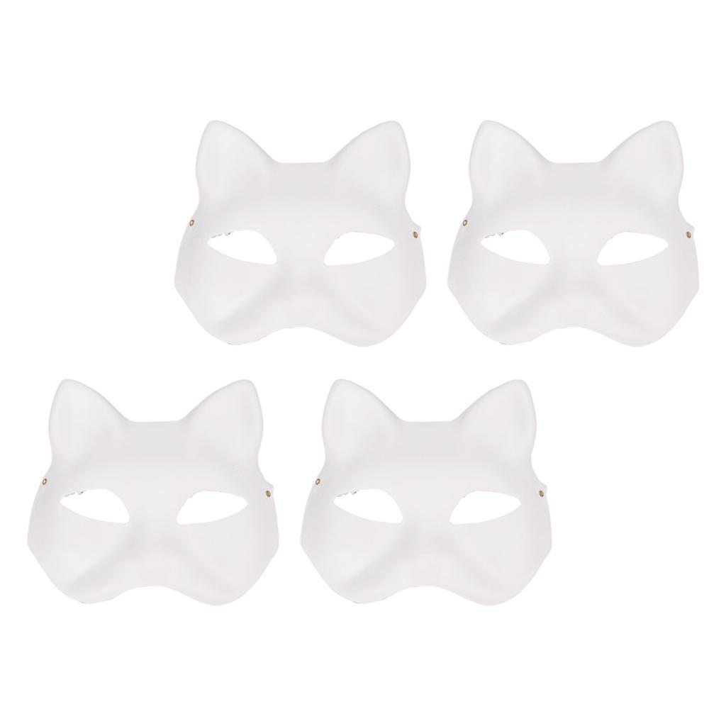 10 шт. Бумажная маска для лица териана-кошки, сделай сам, раскрашенная вручную, пустая маска животного-кошки на пол-лица с мехом и сеткой для глаз для косплей-вечеринки