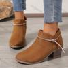 Chunky Western Boots for Women Retro Pointed Toe Thick Heeled Ankle Boots Woman Autumn Winter PU Leather Booties
