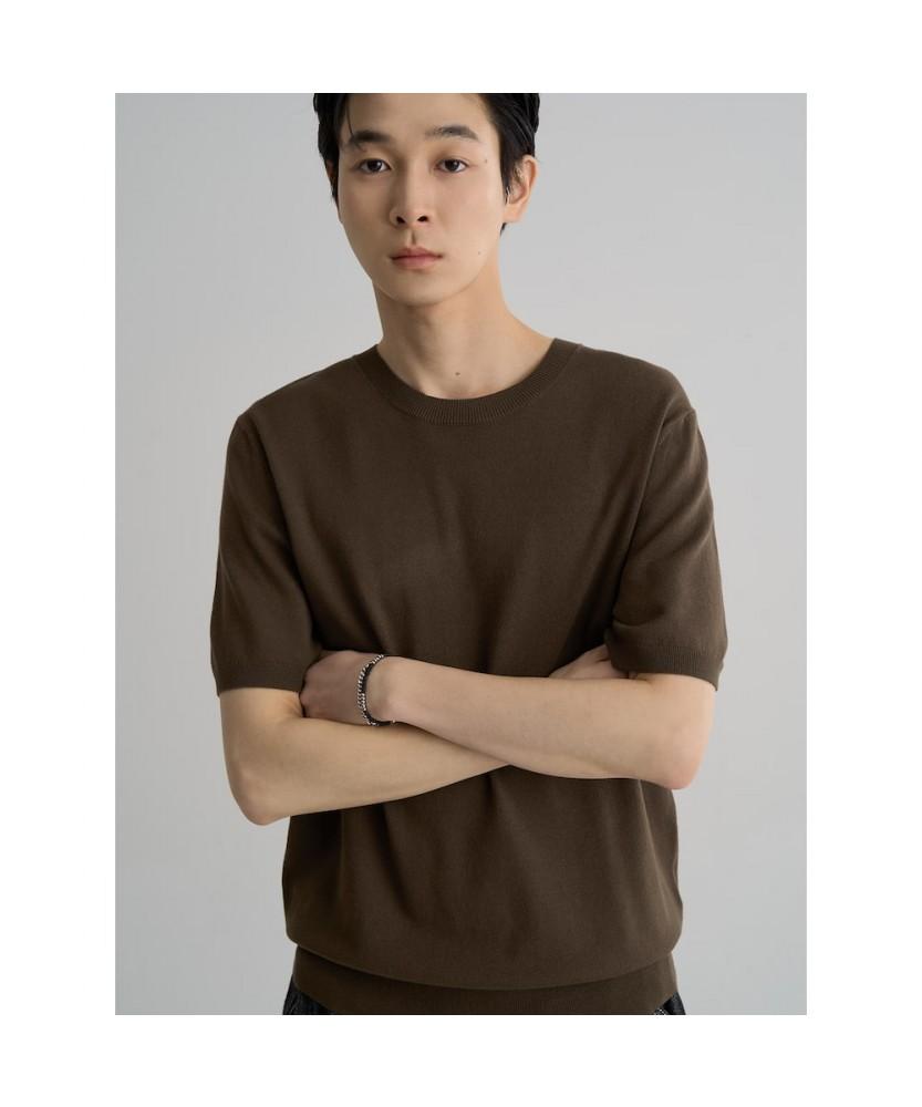 8SECONDS Formal Round Neck Short Sleeve Knit Khaki