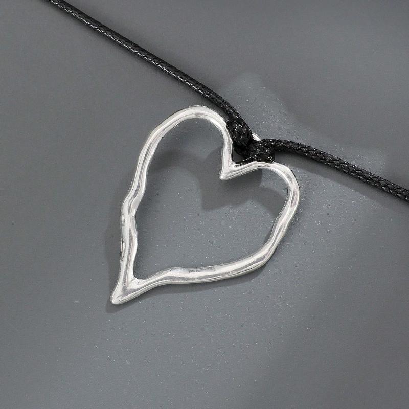 1 шт. Металлическое ажурное асимметричное геометрическое колье-подвеска в форме сердца из нескольких элементов для женщин, модная повседневная уличная бижутерия для вечеринок