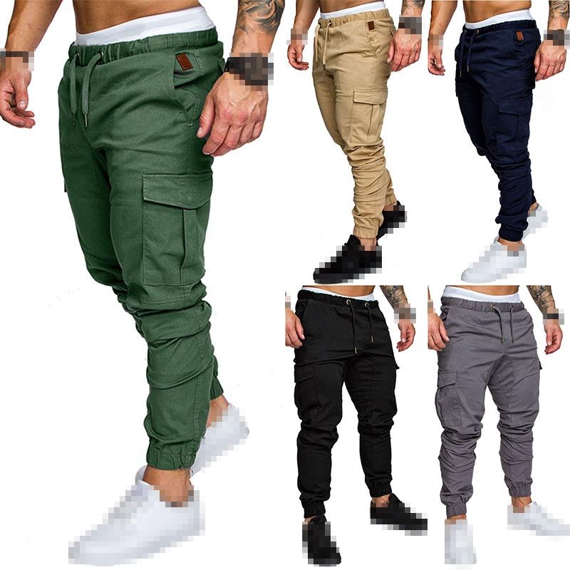 Comfortable Mens Urban Fashion Slim Fit Cargo Jogger Pants In Solid Colors For Casual Occasions