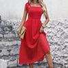 Летнее женское платье без рукавов с ремешками, красные элегантные пригородные платья