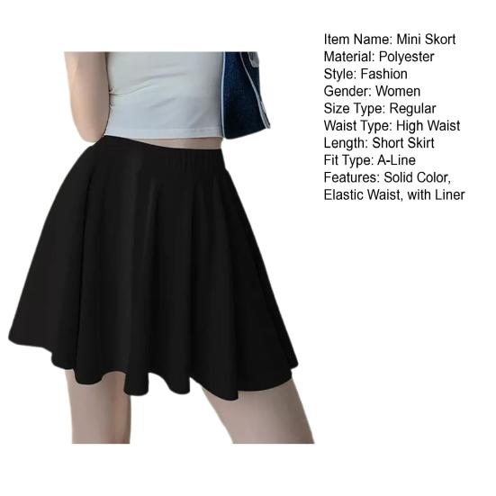 Женская мини-юбка, эластичная юбка трапециевидной формы из ледяного шелка с высокой талией, однотонная плиссированная спортивная юбка, летние плиссированные шорты, юбка