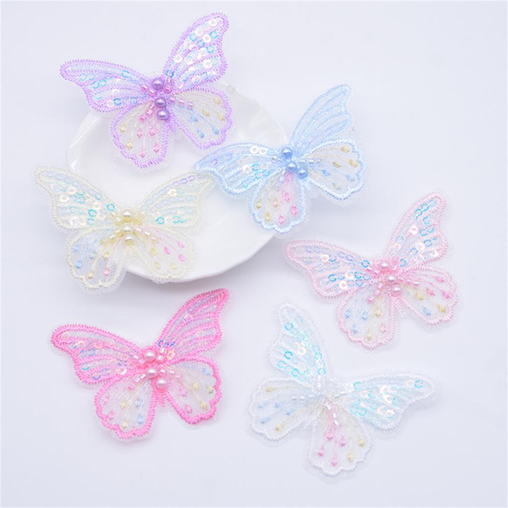 100 шт 62*48 мм изысканные пайетки вышитые сетчатые бабочки для DIY головных уборов заколки для волос декор одежды шляпы обуви швейные заплатки