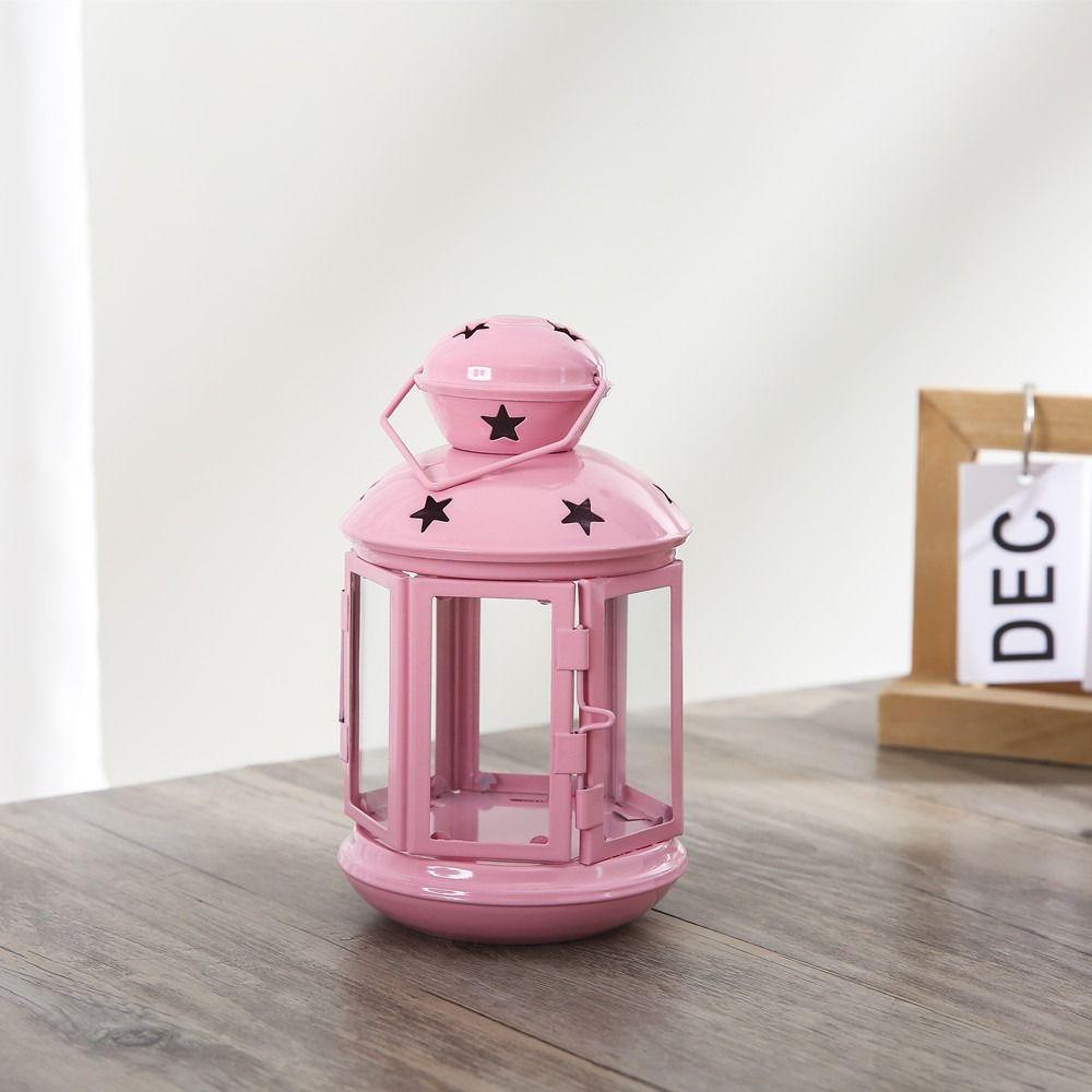 Wrought Iron Hollow Star Candle Holder Wind-proof Candlestick Lantern Ornament Festival Gift