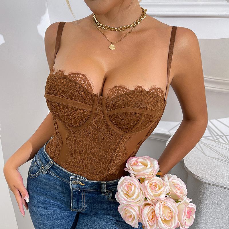 Европейский и американский многоцветный кружевной пэчворк, сексуальное боди - облегающий прозрачный комбинезон на подтяжках