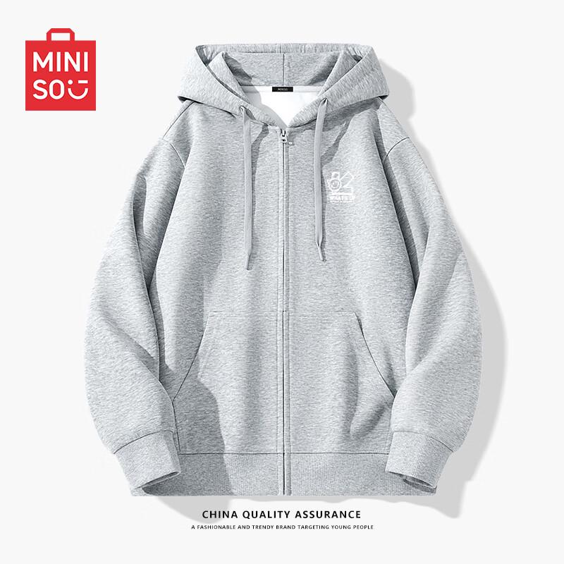 MINISO Men's American Casual Loose Fit Zip-Up Hoodie