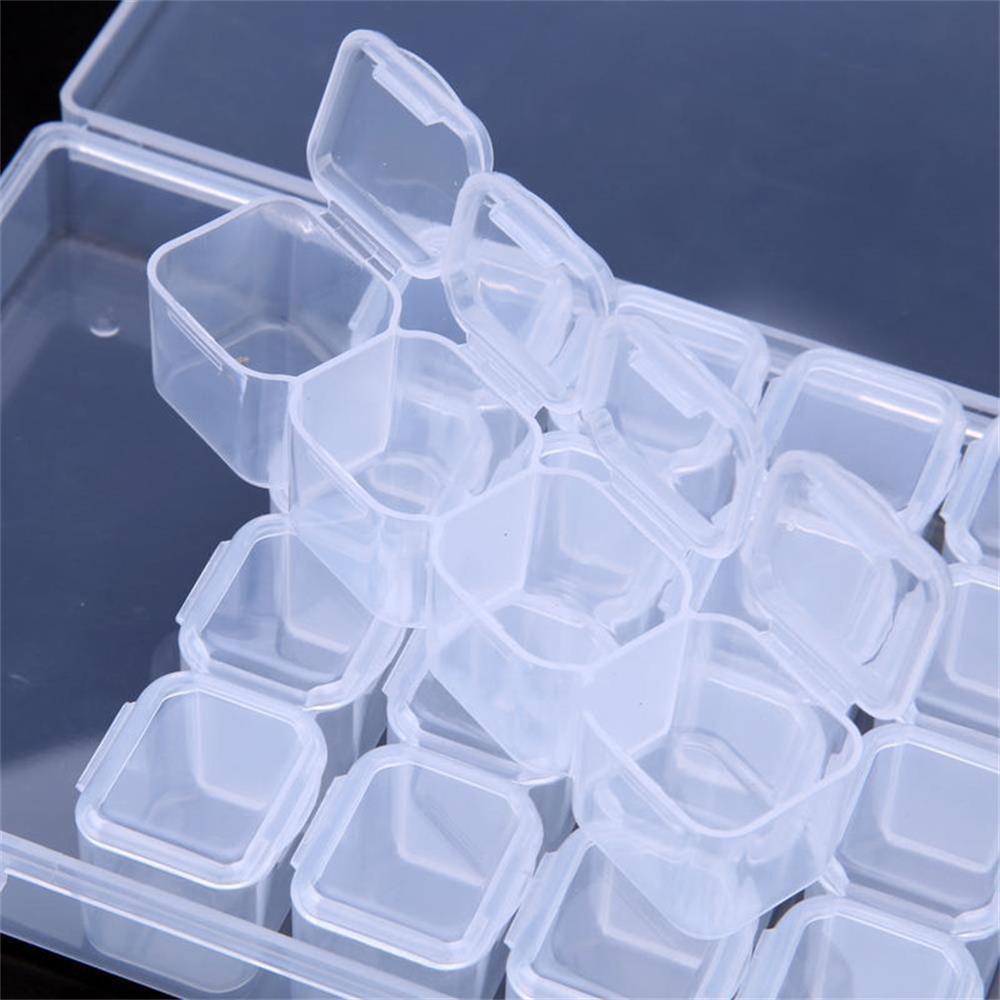 28 Slots Clear Plastic Beads Case Nails Rhinestones Organizer Jewelry Storage Box