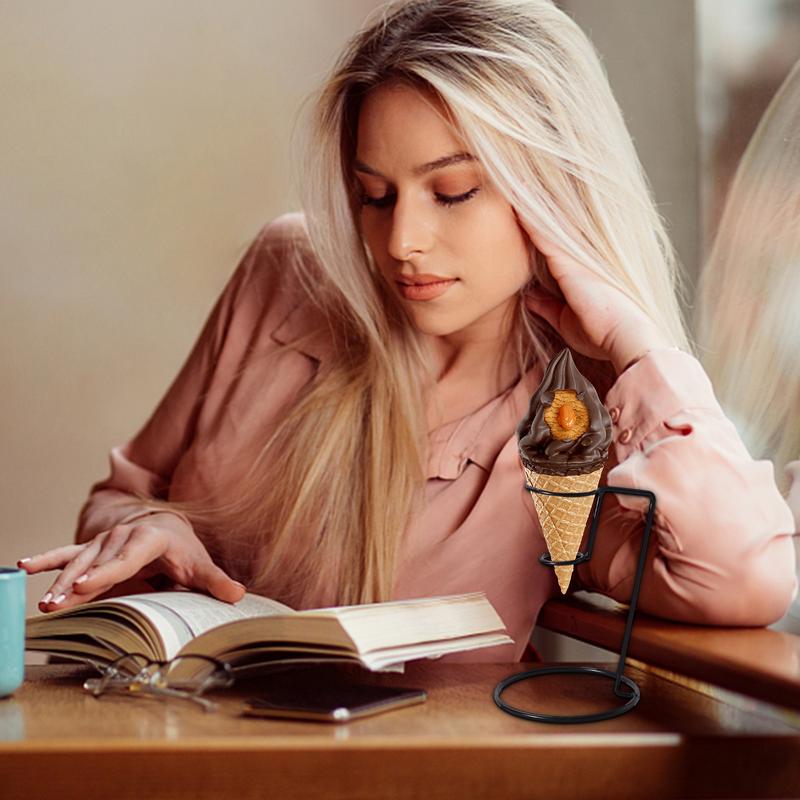 1pc Ice Cream Cone Holder Display Stand Birthday Wedding with Base Popcorn Reusable Ice Cream Cone Holder for Picnic Summer Camp