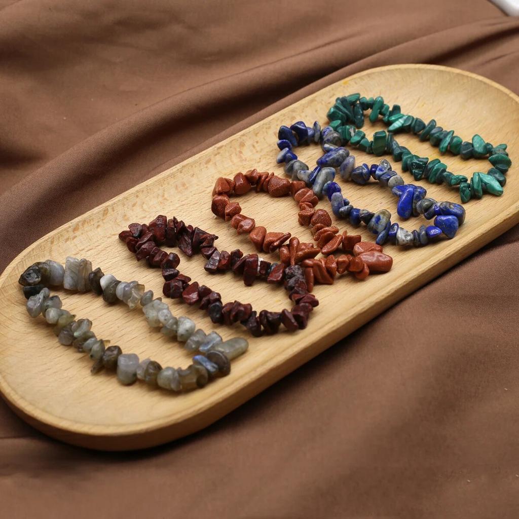 1pc 18cm Natural Stone Elastic Cord Bracelet Crystal Agate Amethyst Tiger Eye Quartz Crushed Stone Men Women Jewelry Accessories