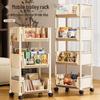 Mobile Multi-Layer Trolley Rack Bookshelf for Living Room and Kitchen Storage, Fruit and Vegetable Basket Shelf.